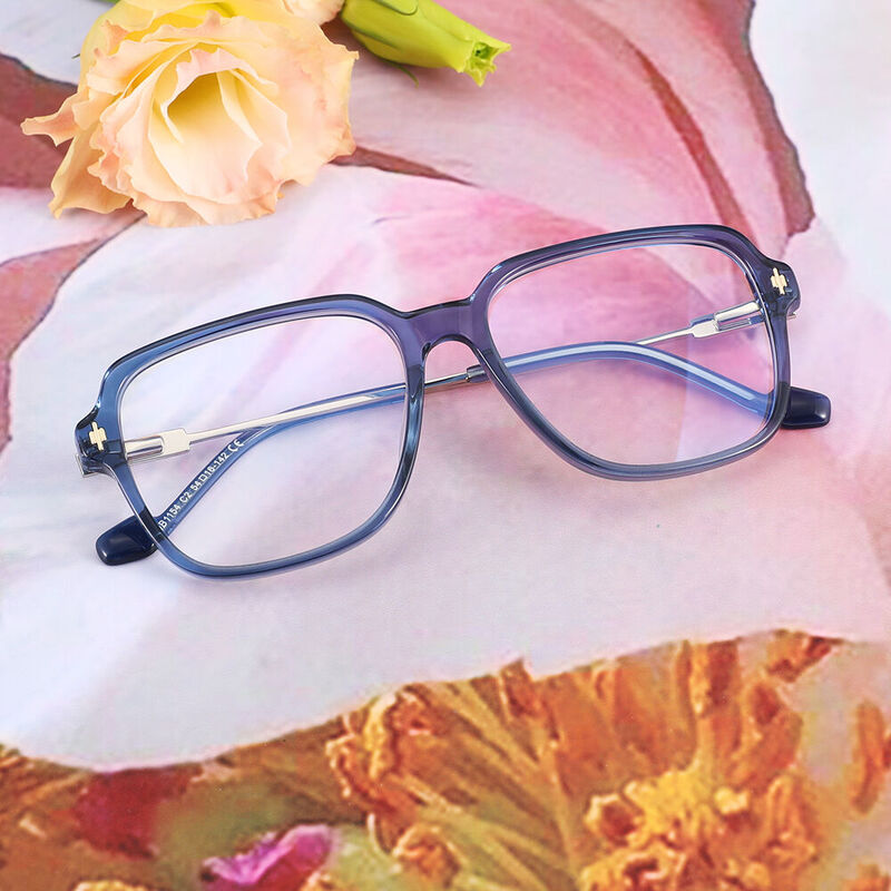 Modesty Square Blue Glasses