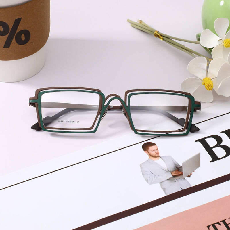 Colinee Rechteckige Braune Brille