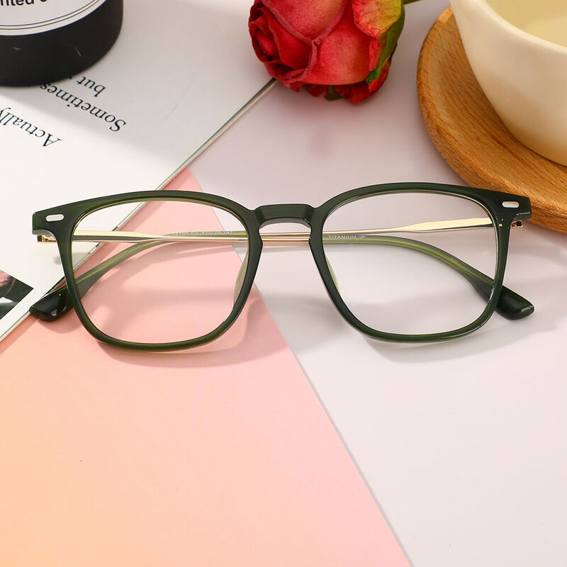 Philip Square Green Glasses