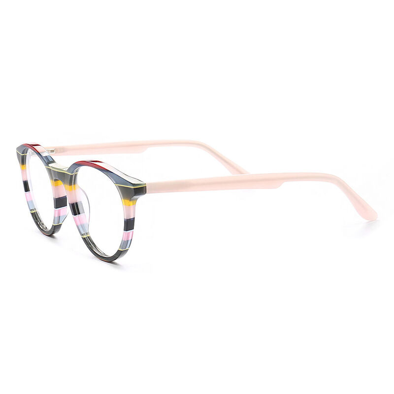 Jolie Round Beige Multicolored Glasses