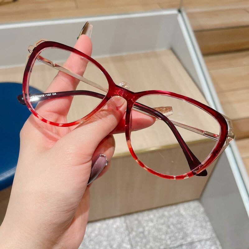 Crystal Cat Eye Red Glasses