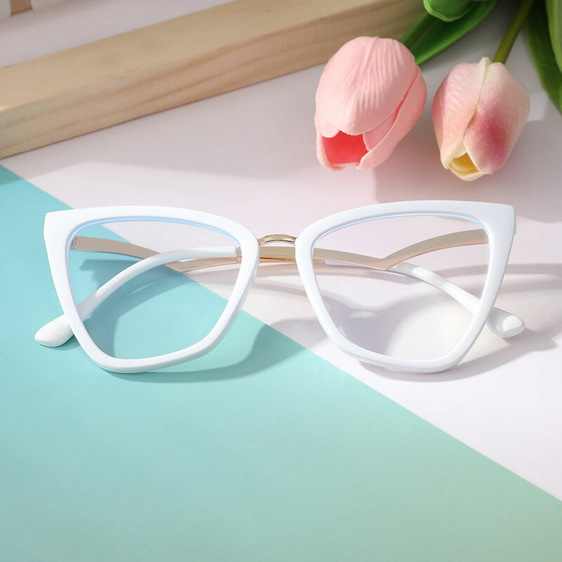 Luccy Cat Eye White Glasses