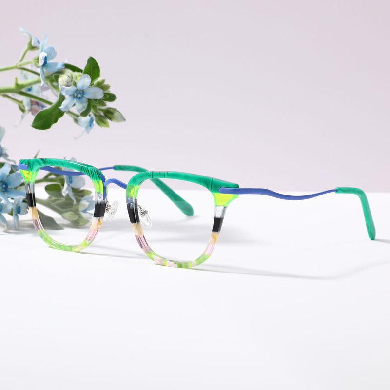 Elsi Square Green Glasses