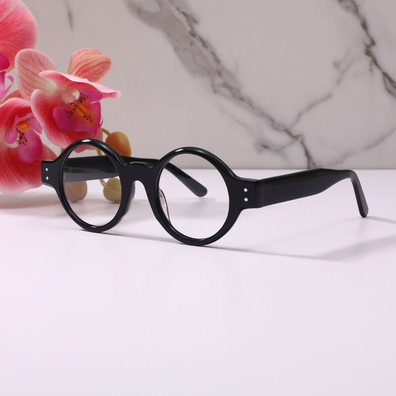 Viviam Round Black Glasses