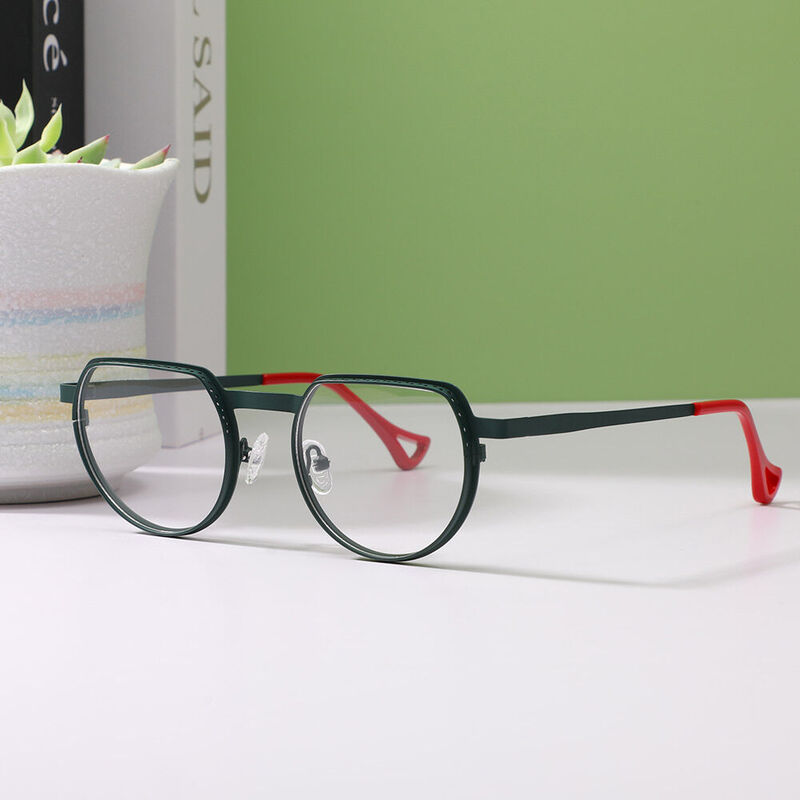 Albec Oval Green Glasses