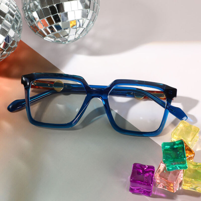 Senior Square Blue Glasses