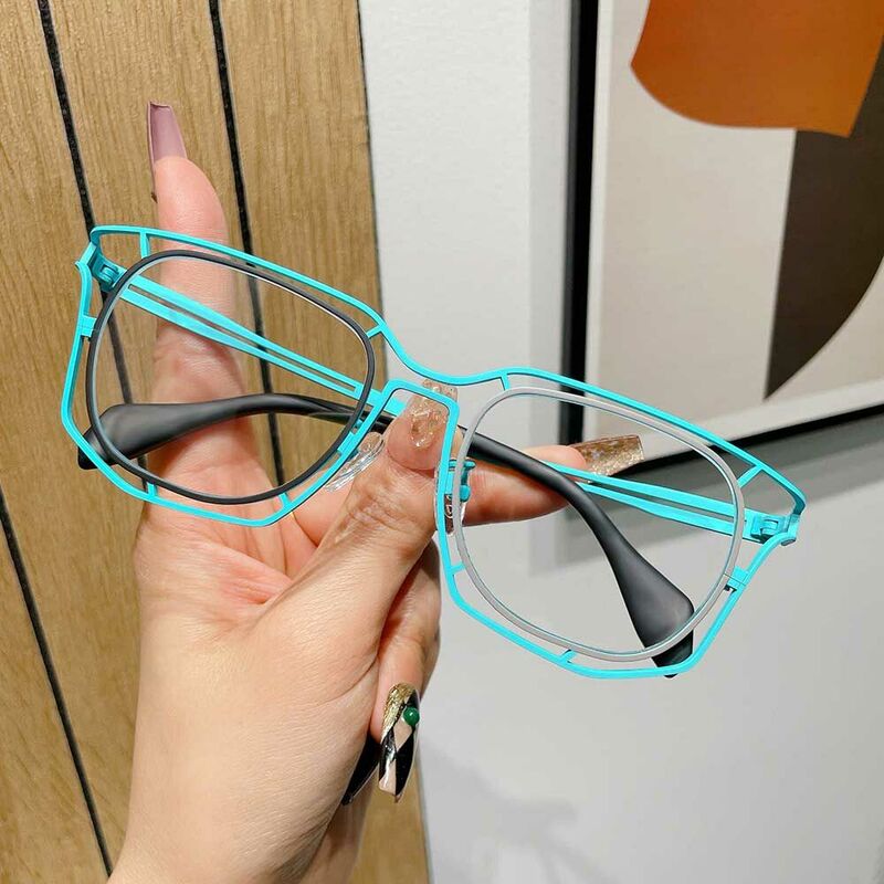Whit Geometric Blue Glasses