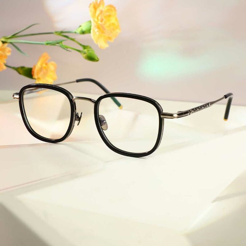 Maxwell Square Black-Gunmetal Glasses