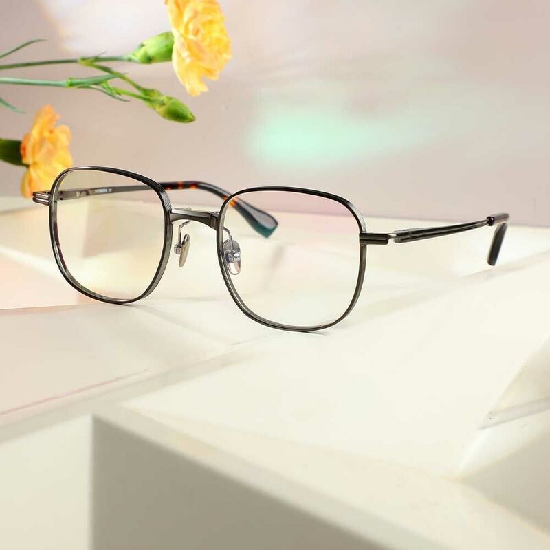 Greg Square Gunmetal Glasses