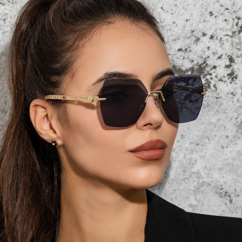 Renee Geometric Black Sunglasses