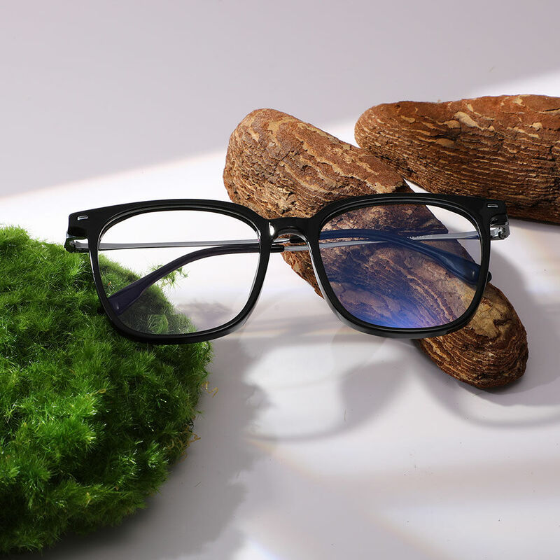 Regna Square Black Silver Glasses