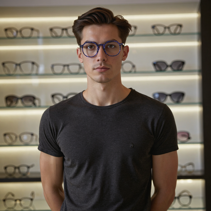 Reyes Round Purple Glasses