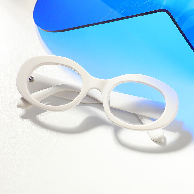 Donahue Oval White Glasses