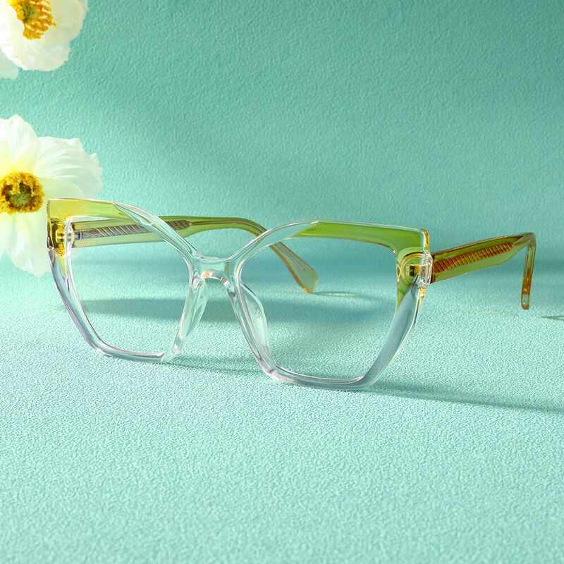 Sabrina Square Yellow Clear Glasses