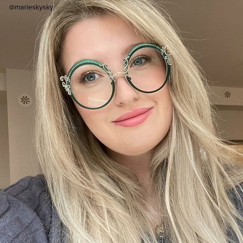 Juliana Round Green Glasses