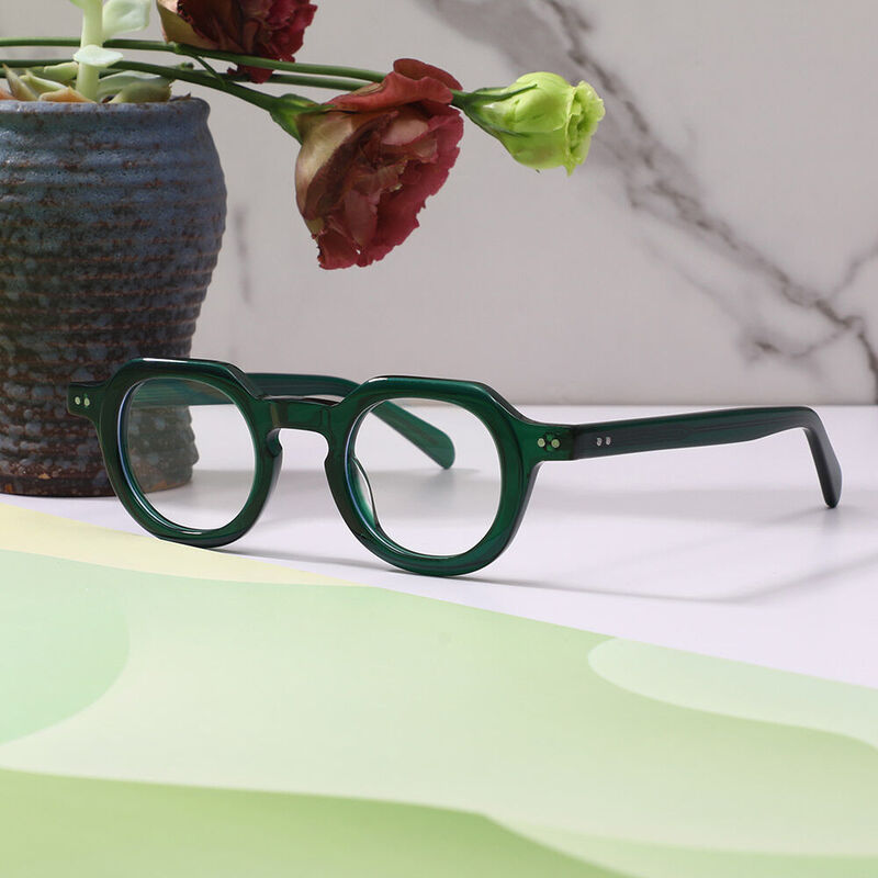 Prima Round Green Glasses