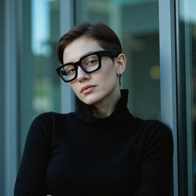 Eugene Quadratische Schwarze Brille