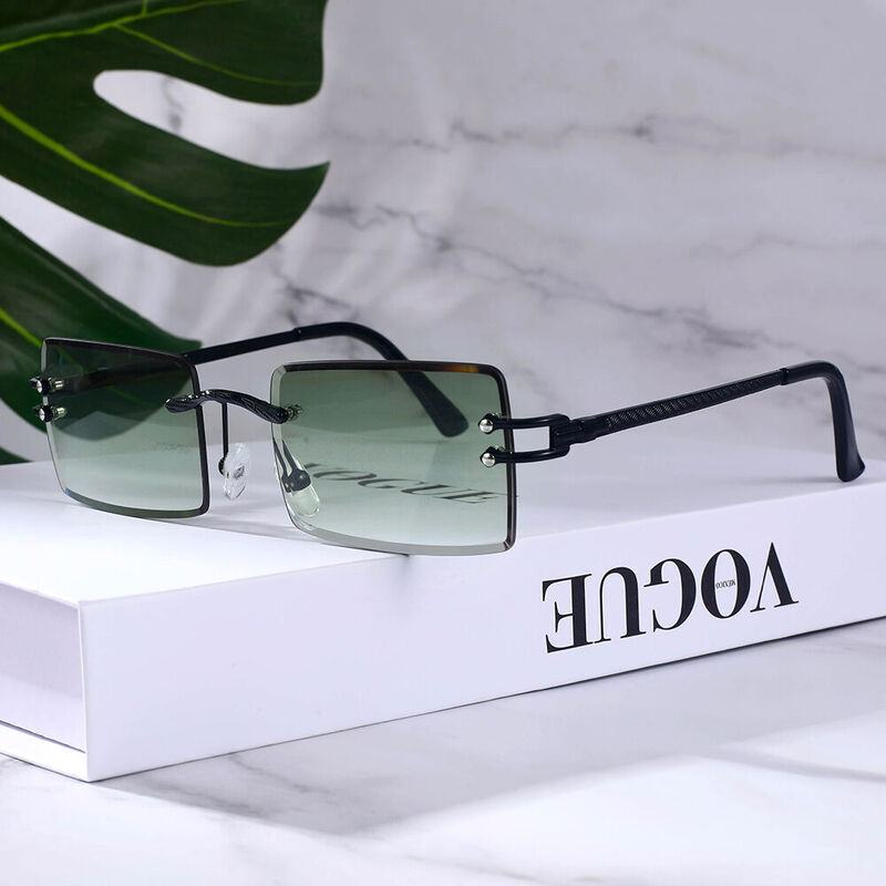 Hue Fantasy Rectangle Green Gradient Sunglasses