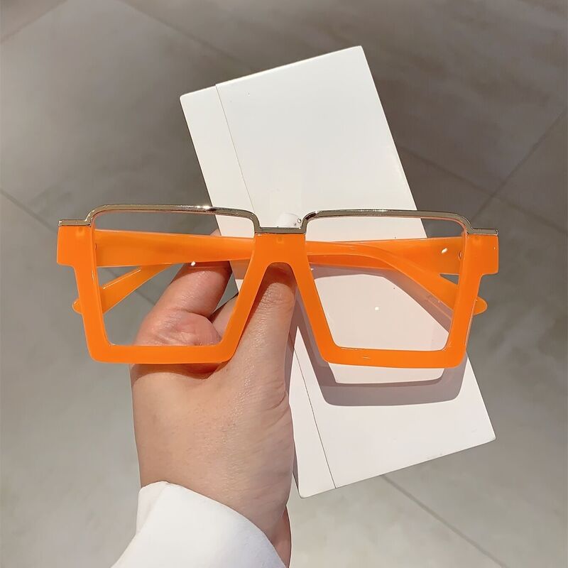 Une Square Orange Glasses