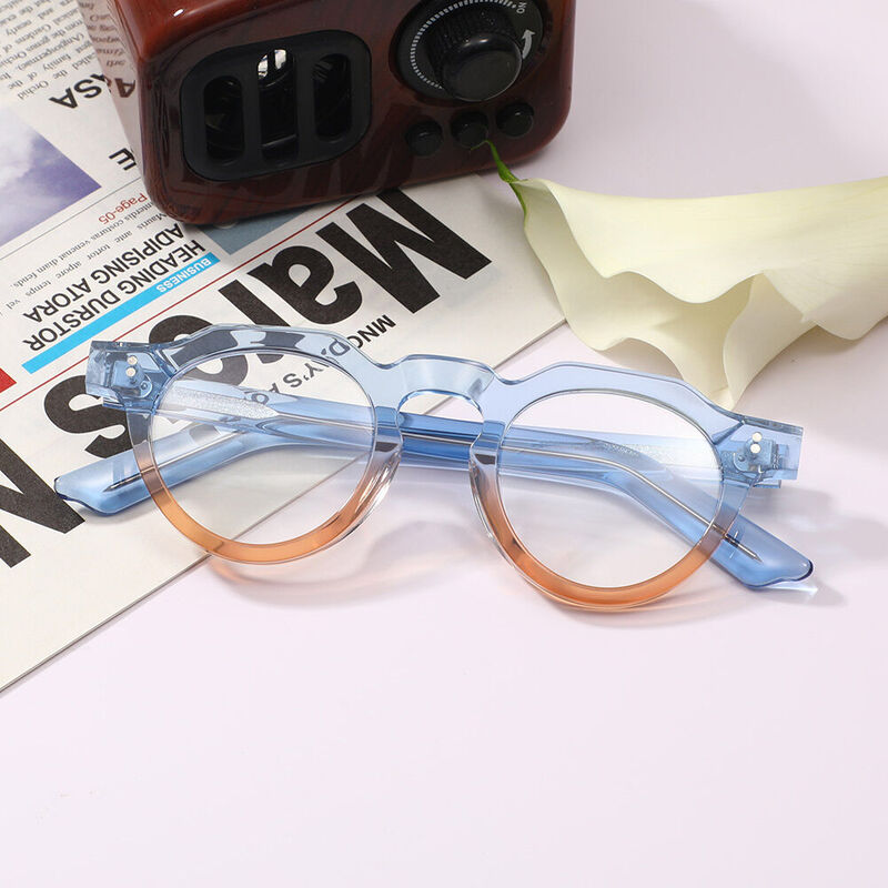 Susvn Round Blue Glasses