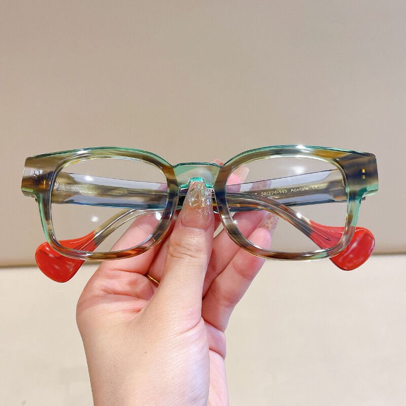 Annar Square Green Glasses