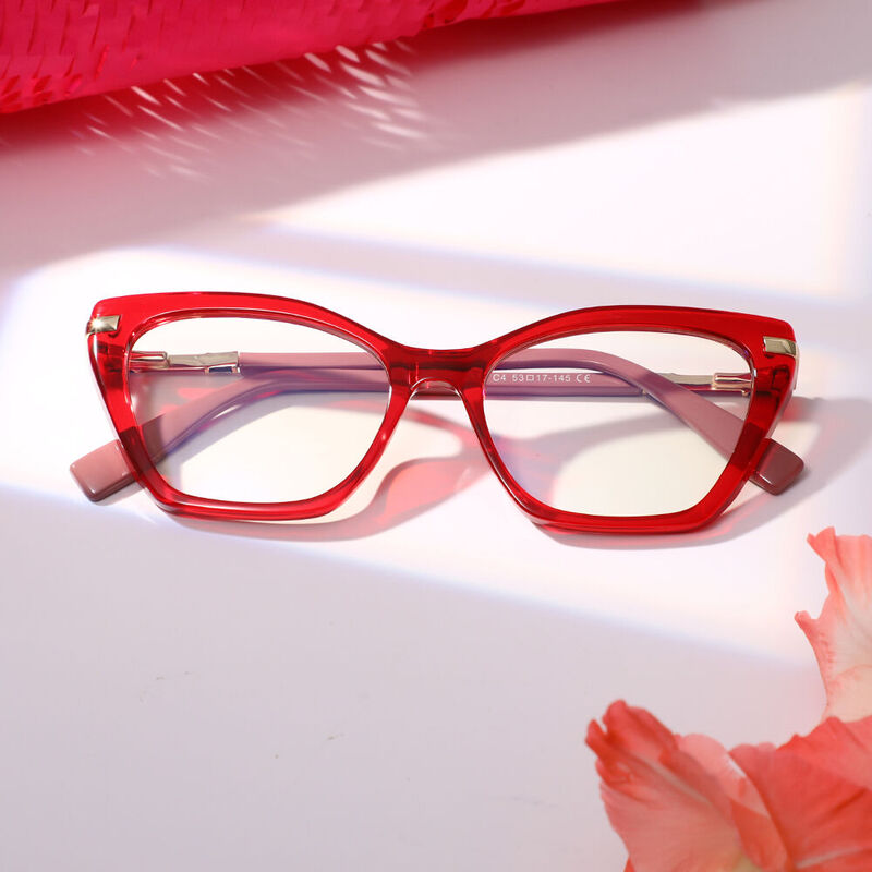 Zacharie Cat Eye Red Glasses