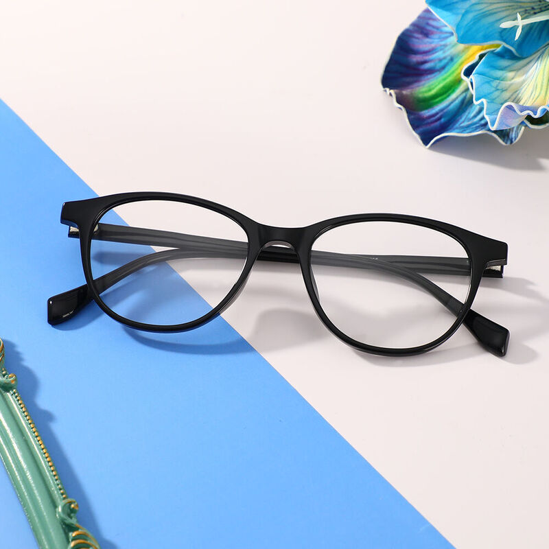 Nelly Oval Black Glasses