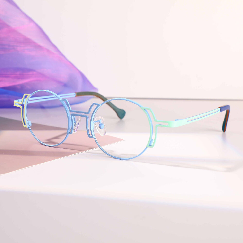 Kathleen Round Blue Glasses