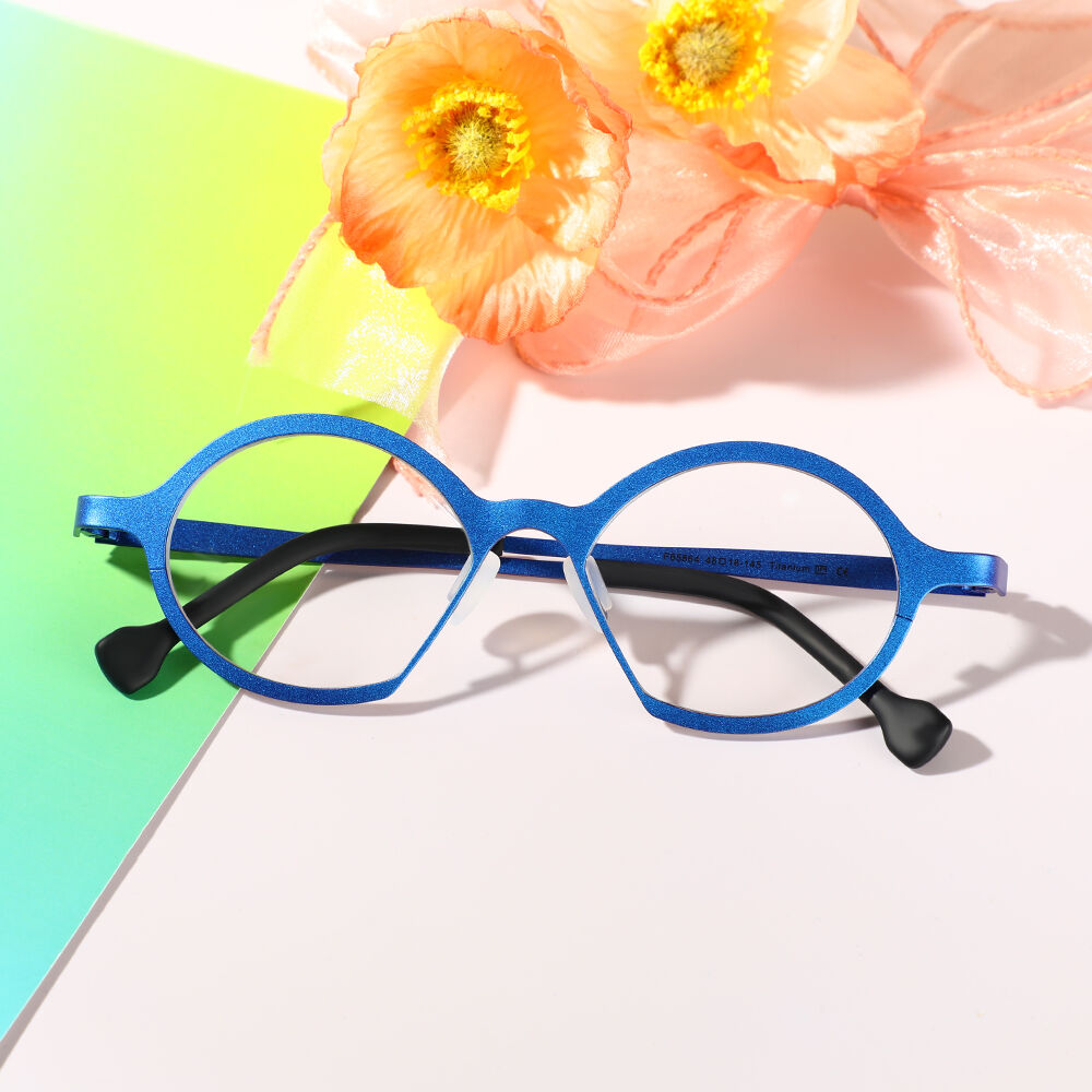 Noel Round Blue Glasses