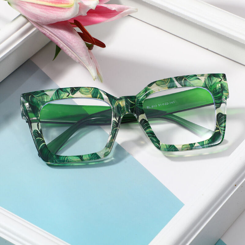 Joycu Square Green Glasses