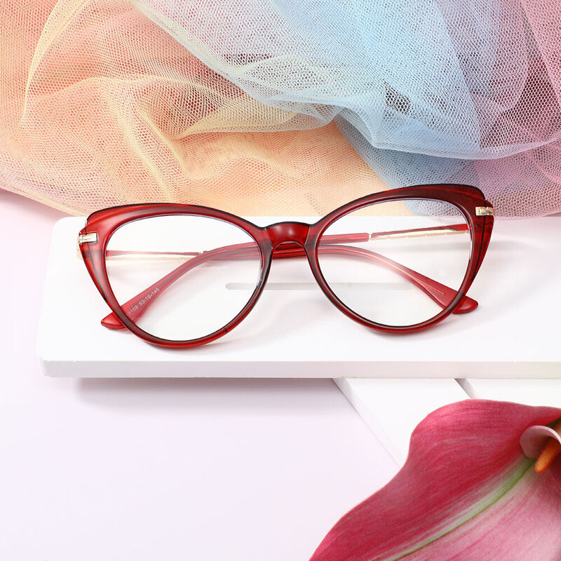 Aareen Cat Eye Red Glasses