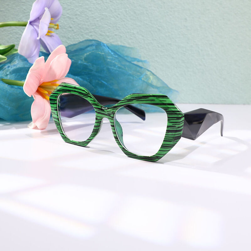 Sebasta Geometric Green Glasses