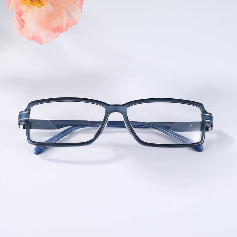 Glare Rectangle Blue Glasses