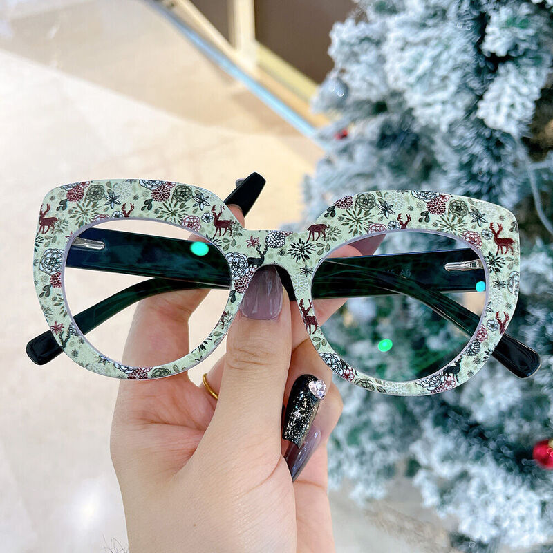 Frasei Cat Eye Licht Grüne Brille