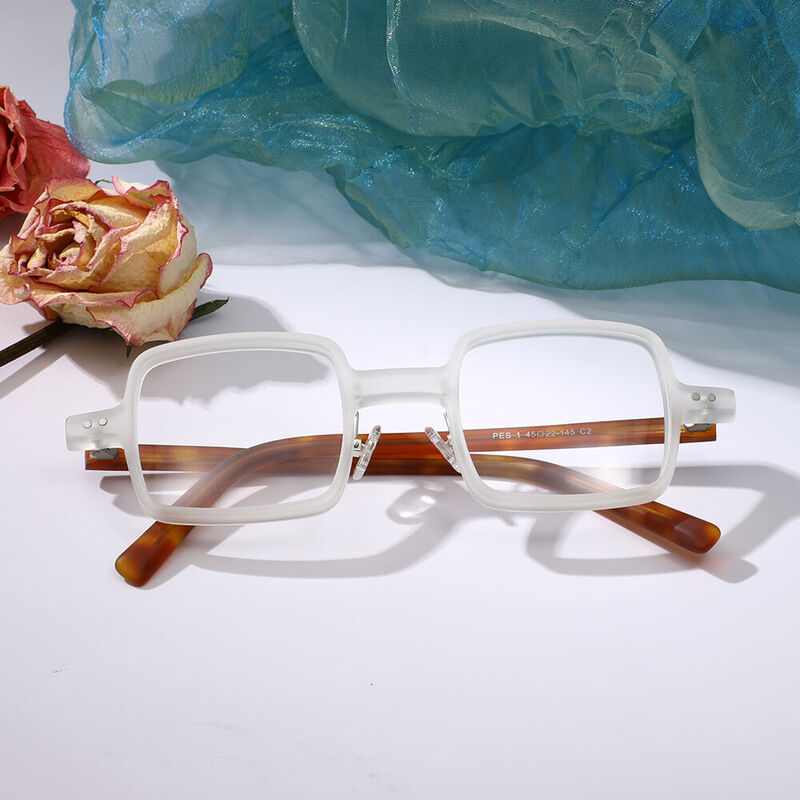 Marjory Square White Glasses