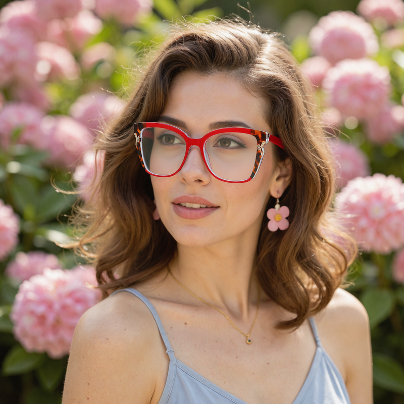 Steeln Cat Eye Red Glasses