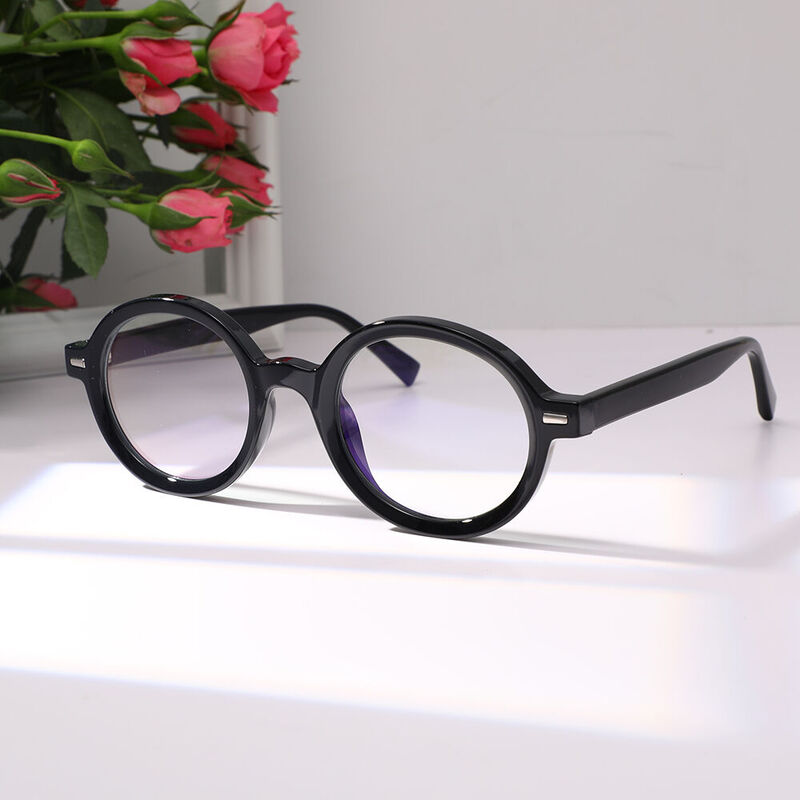 Delia Runde Schwarze Brille