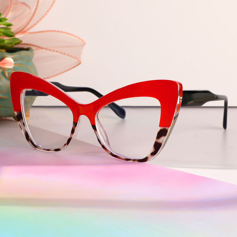 Huggins Cat Eye Red Glasses