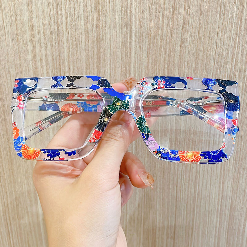 Stilw Quadratische Blaue Blume Brille