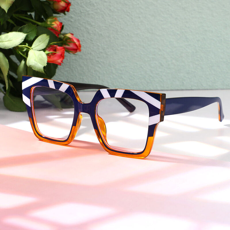 Camia Square Blue Orange Glasses