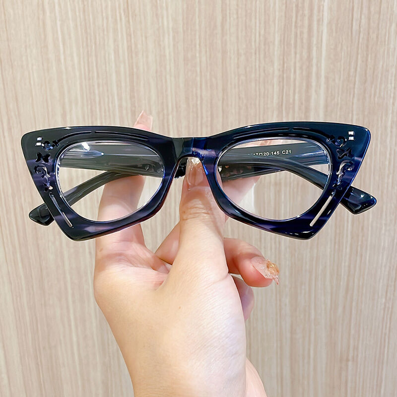 Aldrida Cat Eye Blaue Brille