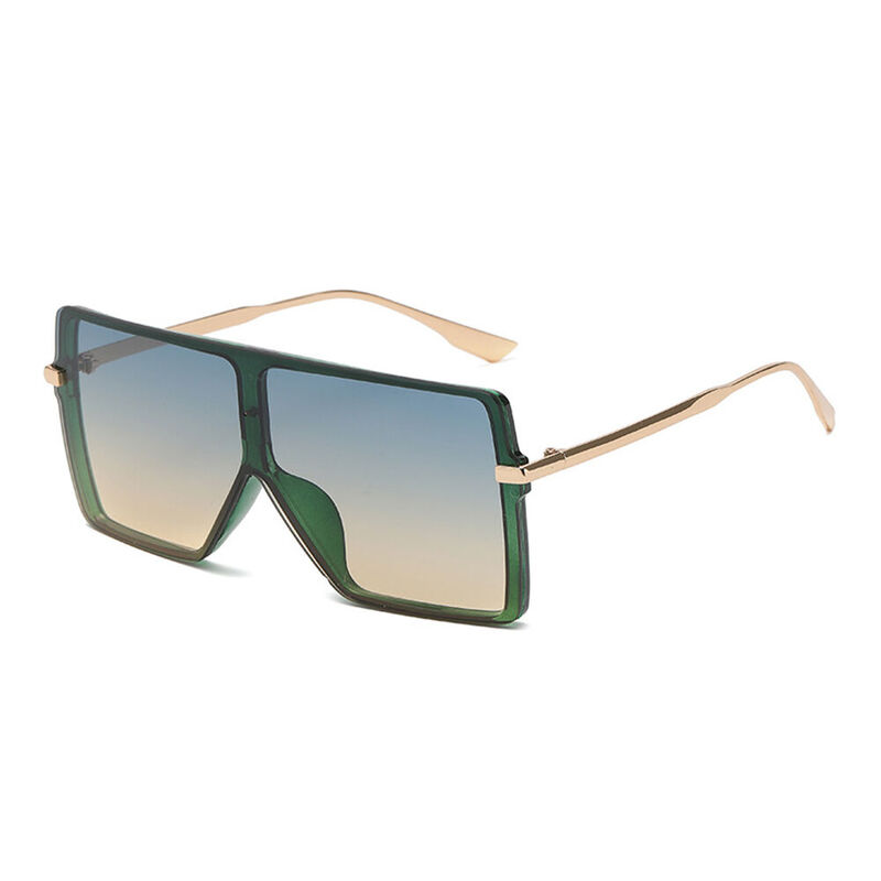 Elaine Square Green Sunglasses