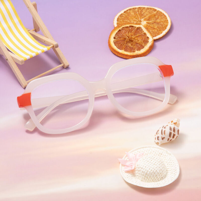 Gemma Geometric White Glasses