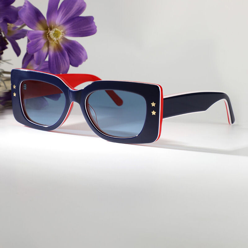 Boothy Rectangle Blue Sunglasses