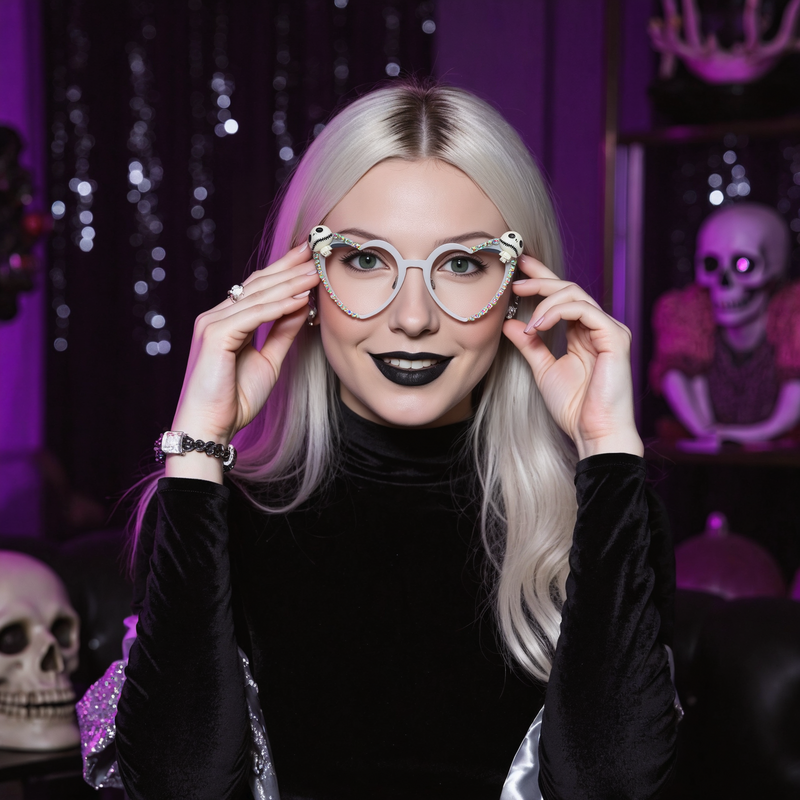 Halloween Cedriea Heart Skeleton Glasses