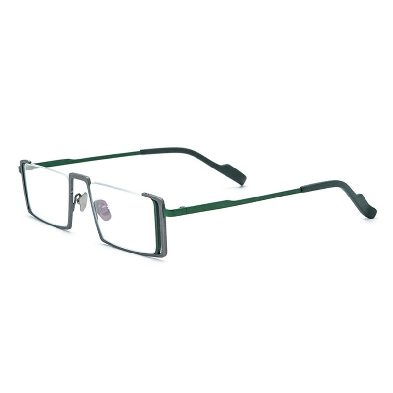 Abner Rectangle Green Glasses