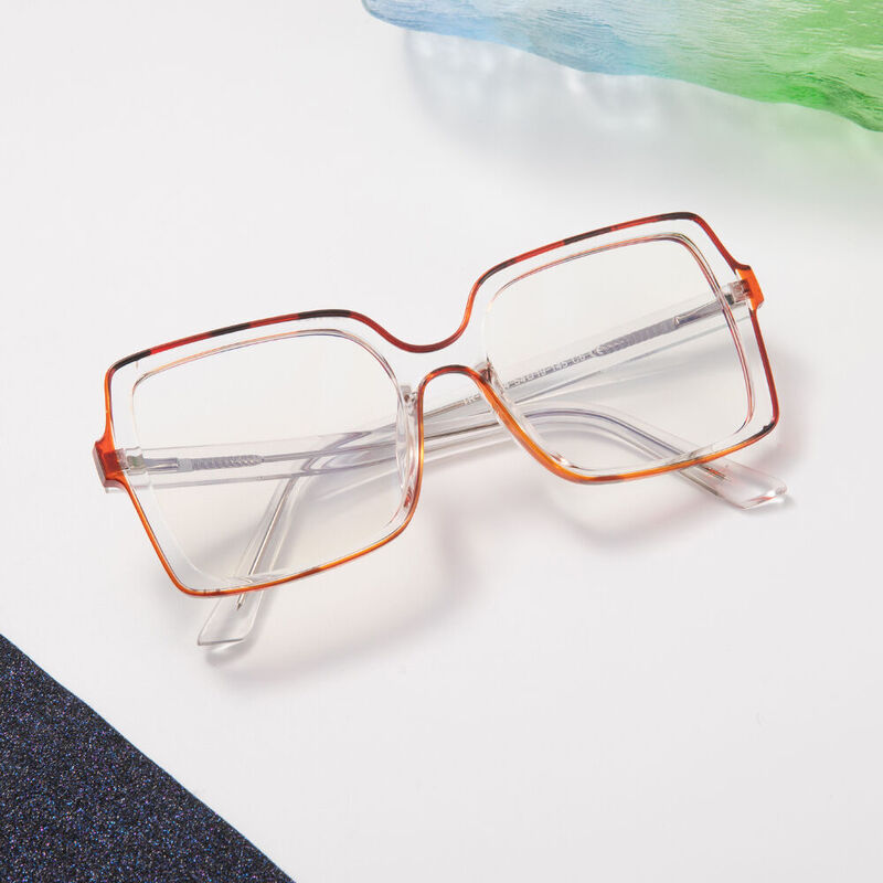 Jade Square Orange Glasses