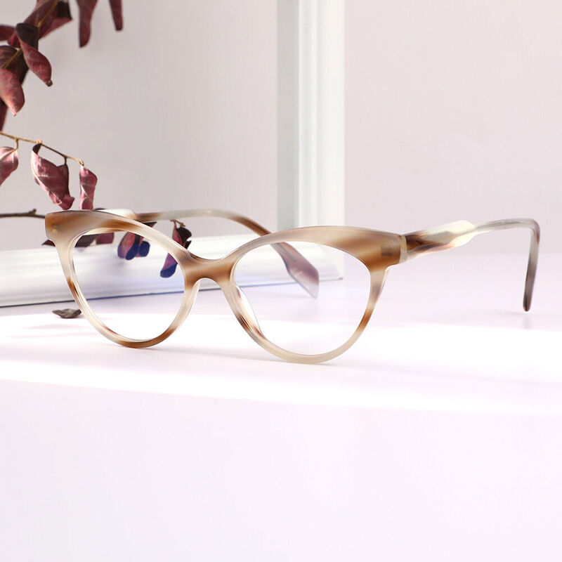 Grasso Cat Eye Beige Glasses