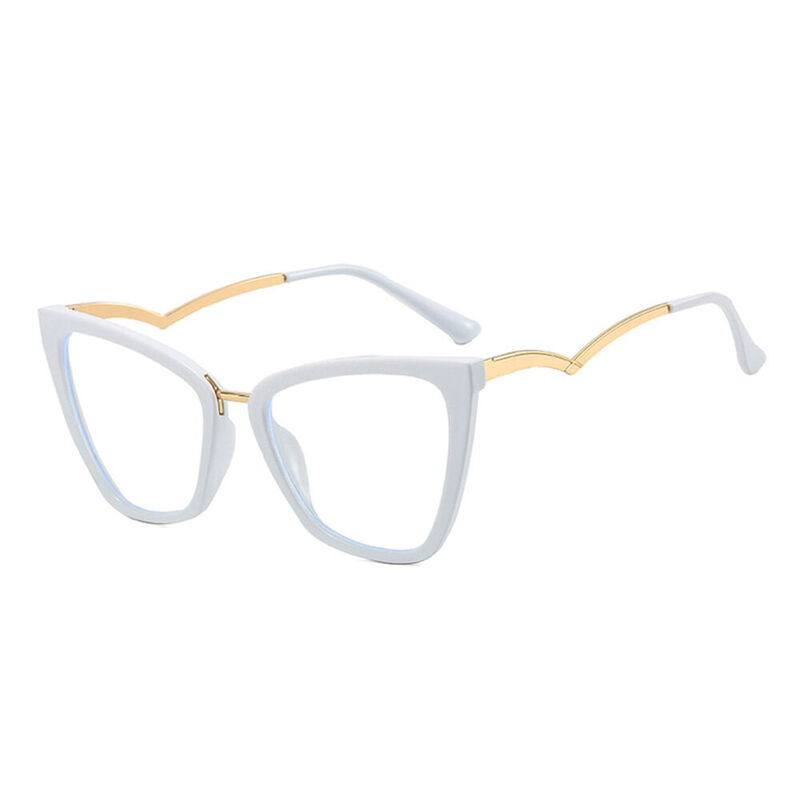 Luccy Cat Eye White Glasses