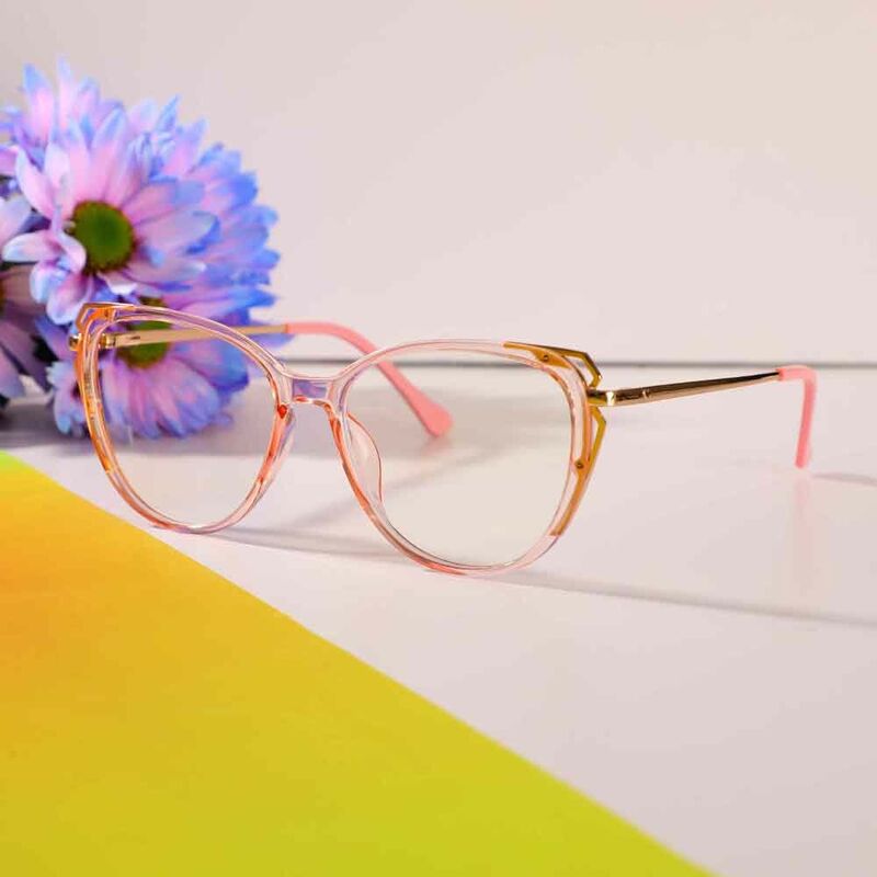 Crystal Cat Eye Rosa Brille